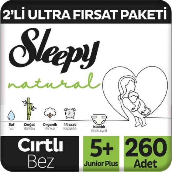 Sleepy Natural 2’li Ultra Fırsat Paketi Bebek Bezi 5+ Numara Junior Plus 260 Adet