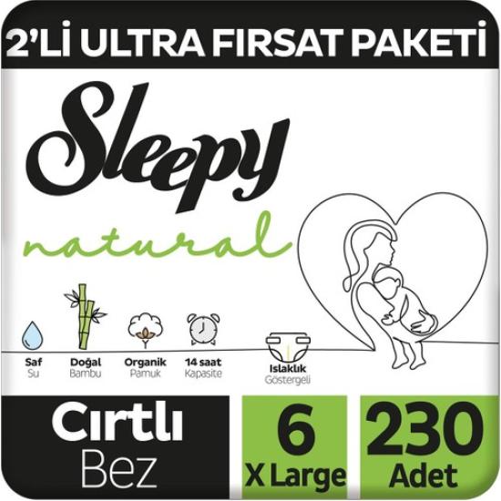 Sleepy Natural 2’li Ultra Fırsat Paketi Bebek Bezi 6 Numara Xlarge 230 Adet
