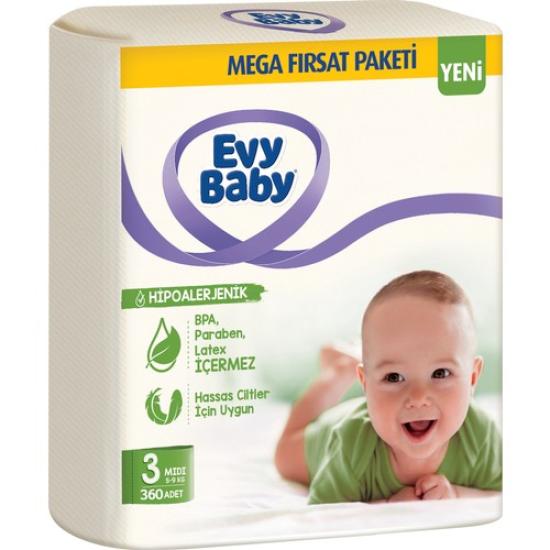 Evy Baby Bebek Bezi Mega Fırsat Paketi 3 Numara 360 Adet