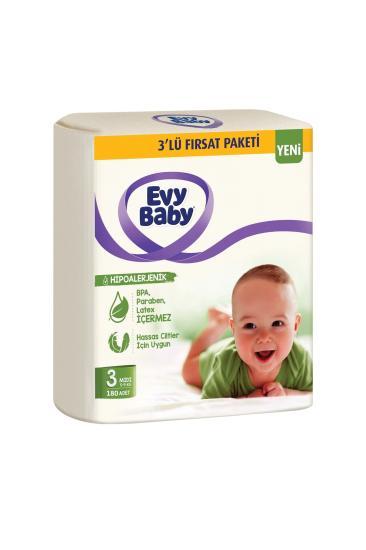 Evy Baby Bebek Bezi 3’lü Fırsat Paketi 3 Numara 180 Adet