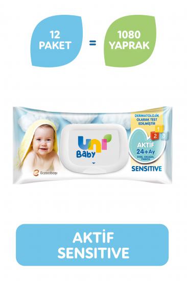 Uni Baby Aktif Sensitive Islak Mendil 90 lı 12 Adet 1080 Yaprak