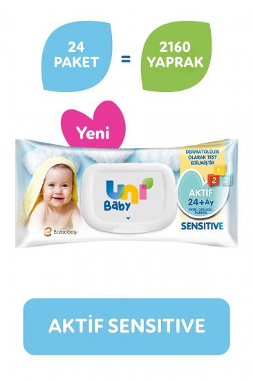 Uni Baby Aktif Sensitive Islak Mendil 24’lü 2160 Yaprak