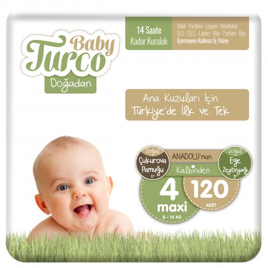 Baby Turco Doğadan Avantajlı Bebek Bezi 4 Numara Maxi 120 Adet