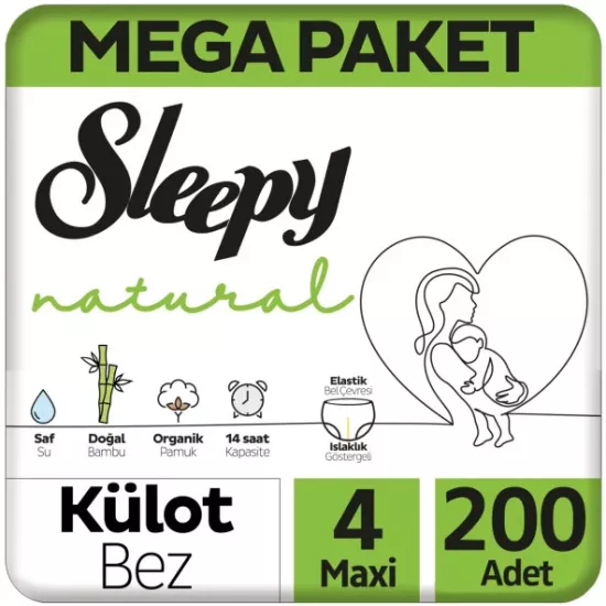 Sleepy Natural 4 Numara Külot Bez 7-14 kg Maxi 200’LÜ