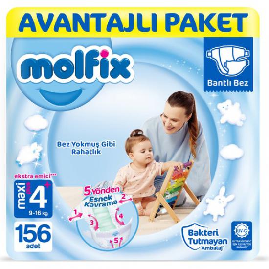 Molfix Bebek Bezi 4+ Beden Maxi Plus Avantajlı Paket 156’LI