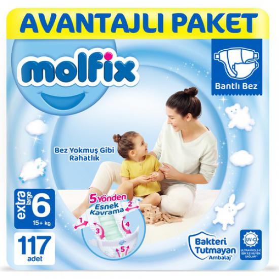 Molfix Bebek Bezi 6 Beden Ekstra Large Avantajlı Paket 117’LI