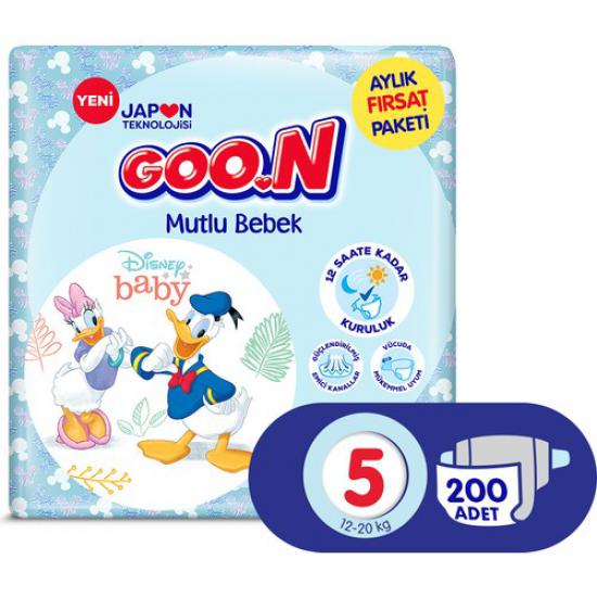 Goon Mutlu Bebek Bezi Bant Fırsat Paket 5 Beden 200 Adet