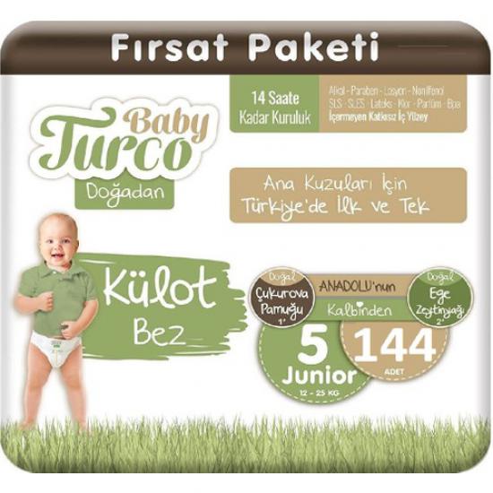 Baby Turco Doğadan Külot Bez 5 Numara Junıor 144’LÜ