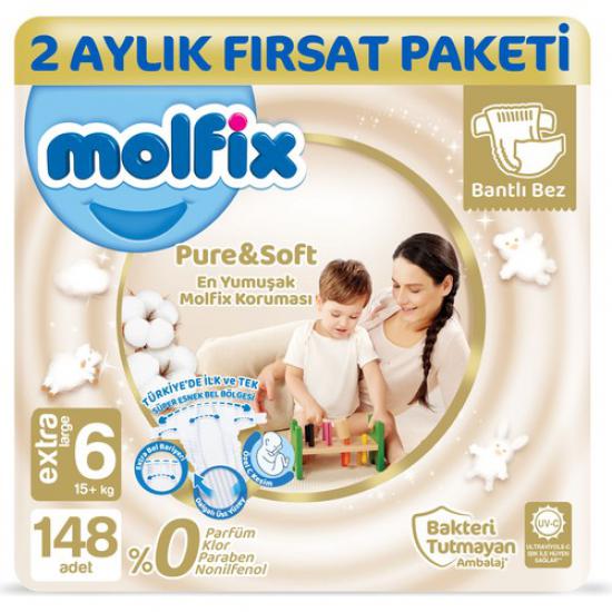 Molfix Pure&Soft 6 Beden Extra Large Aylık Fırsat Paketi 148 Adet