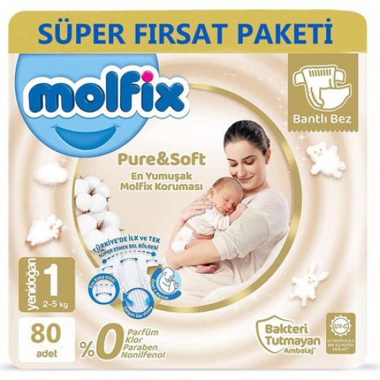 Molfix Pure & Soft Bebek Bezi 1 Beden Yenidoğan 80’li