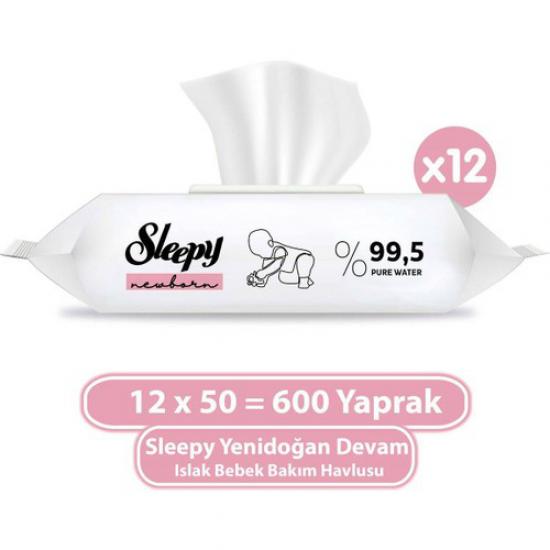 Sleepy Yenidoğan Devam Islak Bebek Bakım Havlusu 12X50 (600 Yaprak)