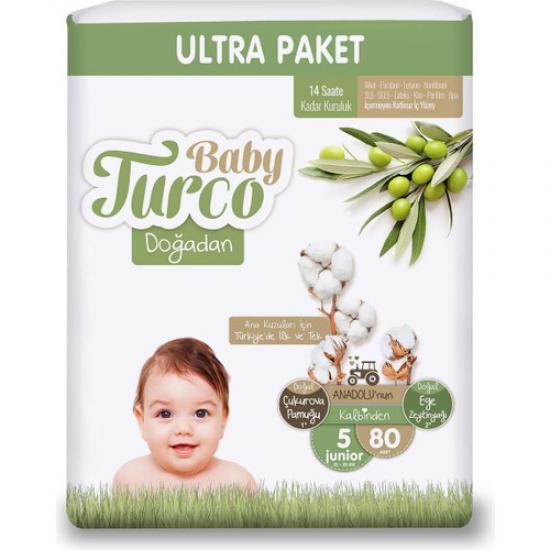 Baby Turco Doğadan Ultra Junior Bebek Bezi 12-25 kg 80’li 5 Numara