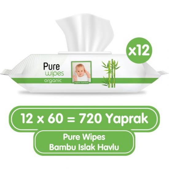 Pure Baby Organik Bambu Özlü Islak Havlu 12×60 (720 Yaprak)