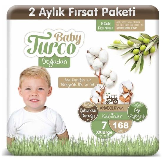 Baby Turco Bebek Bebek Bezi 2 Aylık Paket 7 Numara 20-30 kg 168 Adet