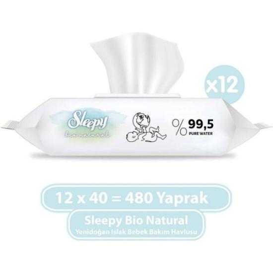 Sleepy Bio Natural Yenidoğan Islak Bebek Bakım Havlusu 12X40 (480 Yaprak)