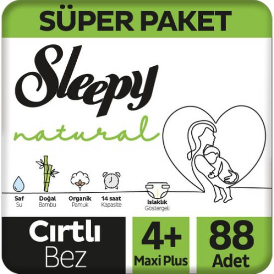 Sleepy Natural Süper Paket Bebek Bezi 4+ Numara Maxi Plus 88 Adet
