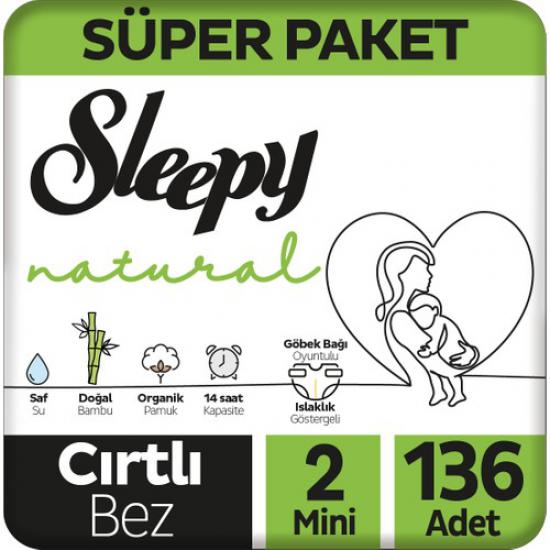 Sleepy Natural Süper Paket Bebek Bezi 2 Numara Mini 136 Adet