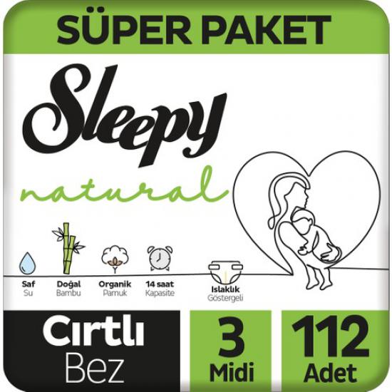 Sleepy Natural Süper Paket Bebek Bezi 3 Numara Midi 112 Adet