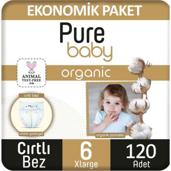 Pure Baby Pamuklu Cırtlı Bebek Bezi Maxi 6 No Xlarge 120’LI