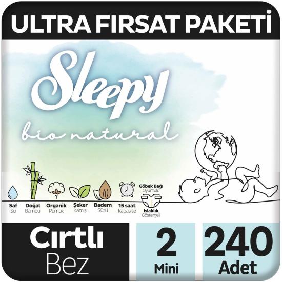 Sleepy Bio Natural Ultra Fırsat Paketi Bebek Bezi 2 Numara Mini 240 Adet