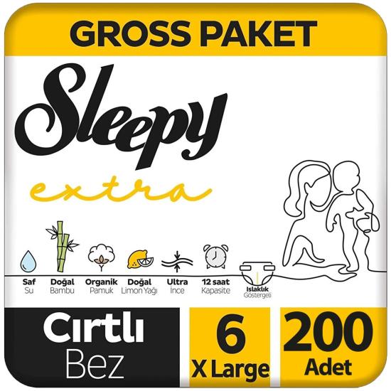 Sleepy Extra Bebek Bezi Gross Paket 6 Beden 100X2 200 Adet