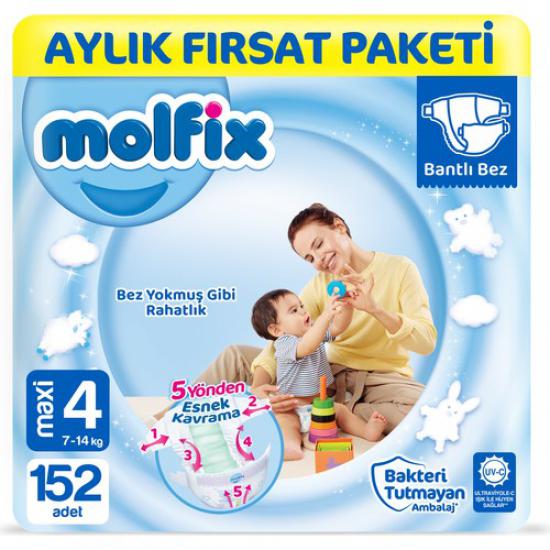 Molfix Bebek Bezi 4 Beden Maxi Aylık Fırsat Paketi 152 Adet