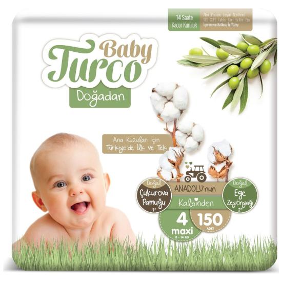 Baby Turco Doğadan Bebek Bezi 4 Numara Maxi 150’li