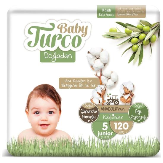 Baby Turco Doğadan Bebek Bezi 5 Numara Junior 120’li