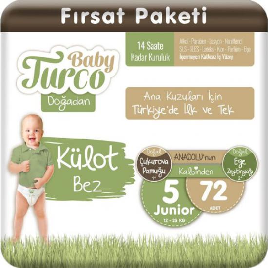 Baby Turco Doğadan Külot Bez 5 Numara Junıor 72’li