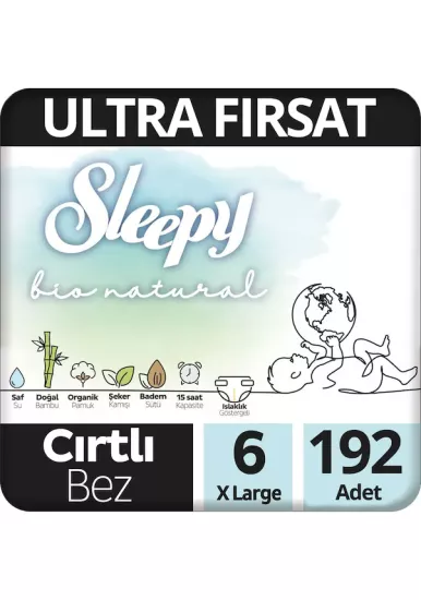 Sleepy Bio Natural Bebek Bezi 6 Numara Xlarge 192’LI