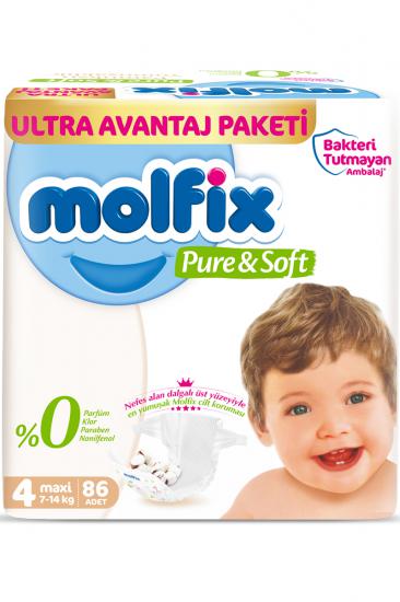 Molfix Pure Soft 4 Beden Maxi 86’lı Bebek Bezi
