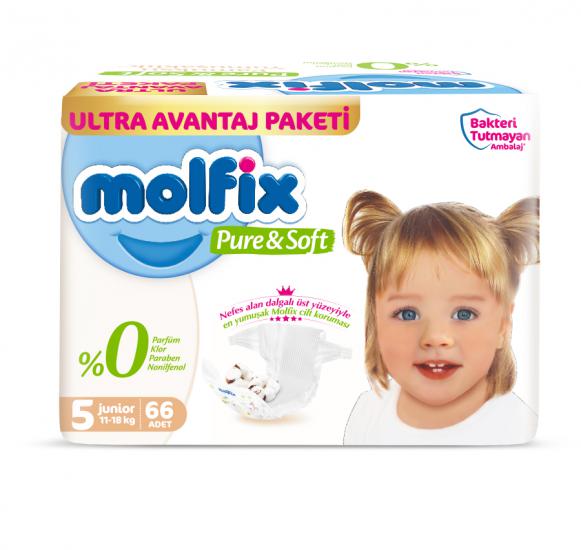 Molfix Pure Soft 5 Beden Junior 66’lı Bebek Bezi