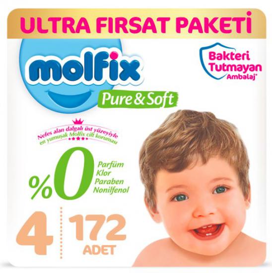 Molfix Pure&Soft Bebek Bezi 4 Beden Ultra Fırsat Paketi 86x2 Adet