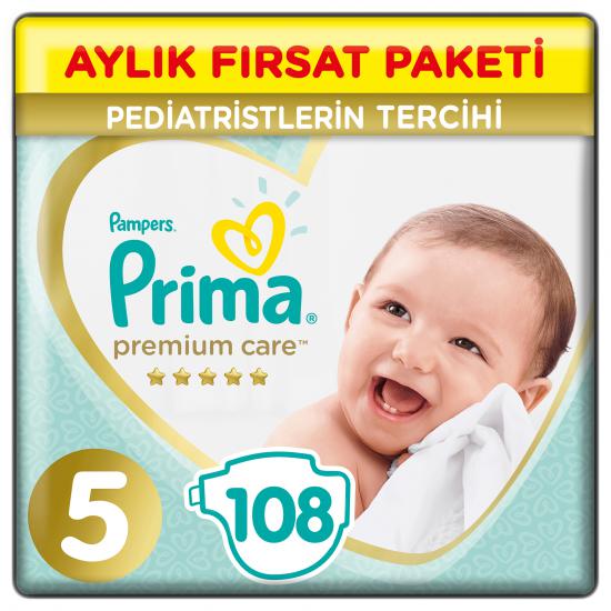 Prima Bebek Bezi Premium Care 5 Beden Aylık Paket 108 Adet