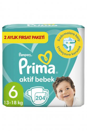 Prima Pampers Bebek Bezi Aktif Bebek Aylık xLarge 6 No 102’li X 2