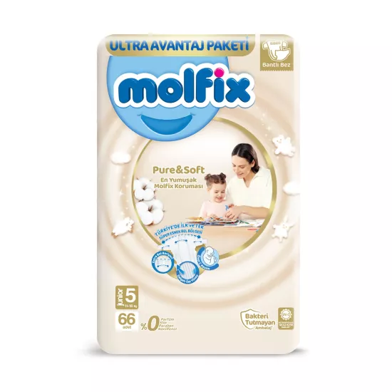 Molfix Pure Soft 5 Beden Junior 66’lı Bebek Bezi