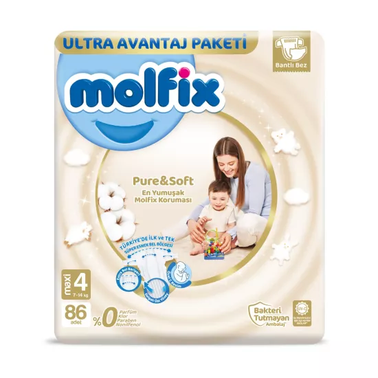 Molfix Pure Soft 4 Beden Maxi 86’lı Bebek Bezi