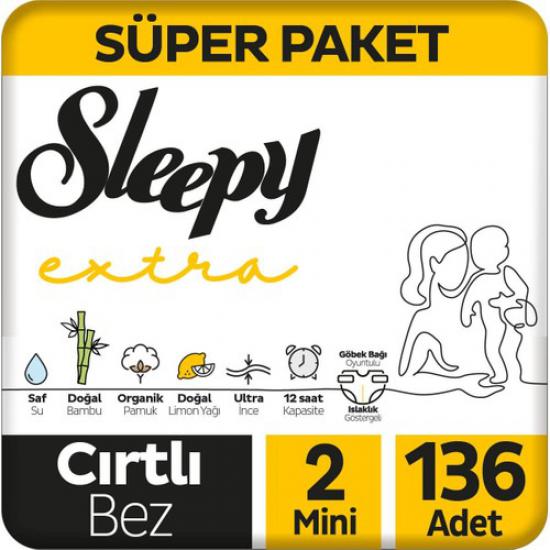 Sleepy Extra Günlük Aktivite Süper Paket Bebek Bezi 2 Numara Mini 136’LI