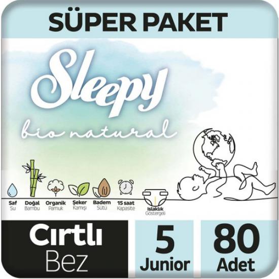 Sleepy Bio Natural Süper Paket Bebek Bezi 5 Numara Junior 80 Adet