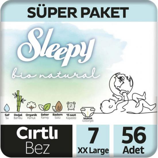 Sleepy Bio Natural Süper Paket Bebek Bezi 7 Numara Xxlarge 56 Adet