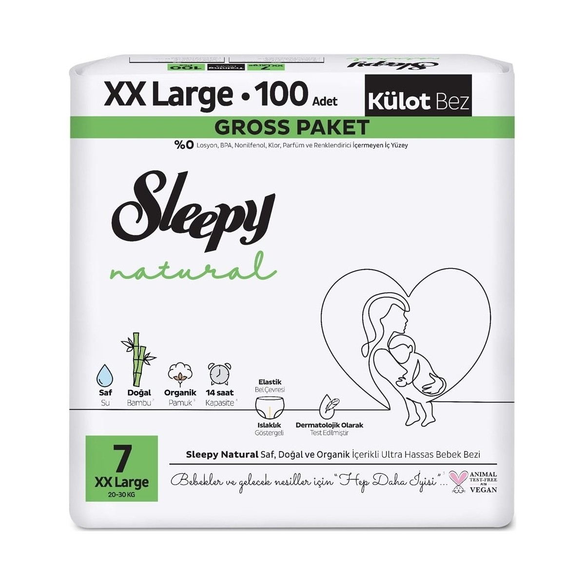 Sleepy Natural Gross Paket Külot Bez 7 Numara ( 20- 30 kg ) Xxlarge 200 Adet
