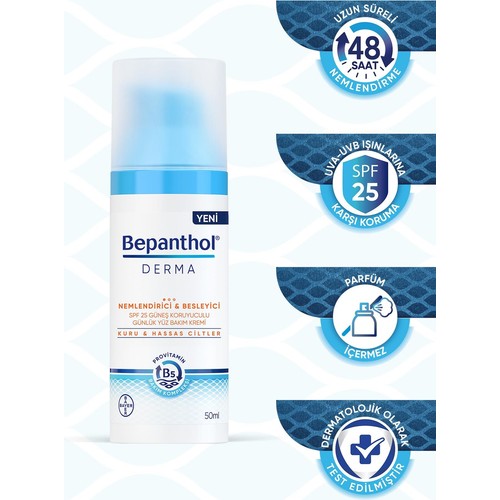 Bepanthol Derma Nemlendirici & Besleyici Spf 25 Günlük Yüz Kremi 50ML + Derma Yoğun Nemlendirici Gece Bakım Kremi 50ML