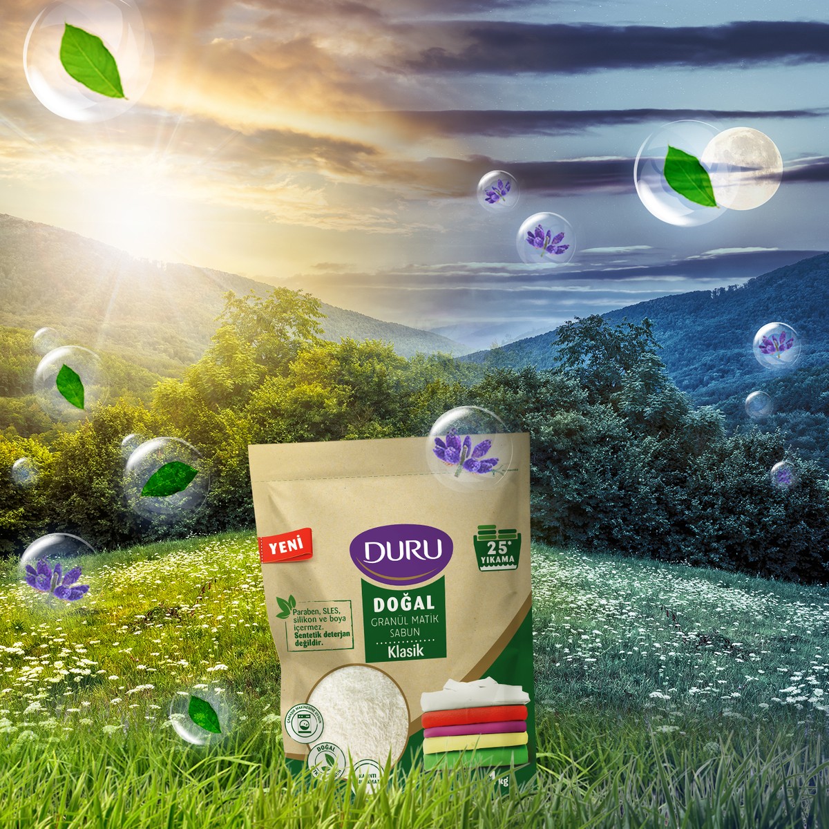 Duru Doğal Granül Matik Sabun Klasik 1 kg x 3 Adet 75 Yıkama