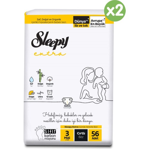 Sleepy Extra Günlük Aktivite Süper Paket Bebek Bezi 3 Numara Midi 112’LI