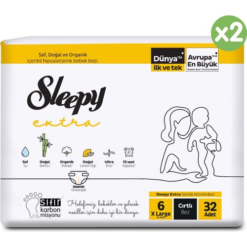 Sleepy Extra Günlük Aktivite Süper Paket Bebek Bezi 6 Numara Xlarge 64’lı