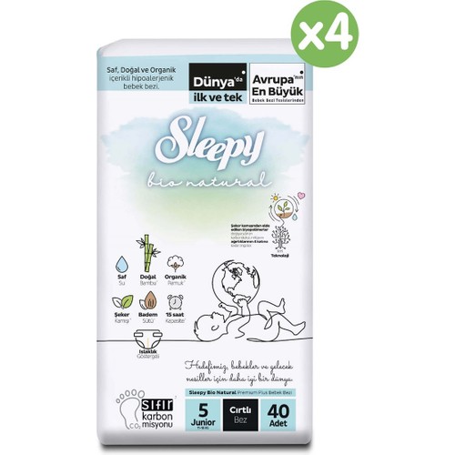 Sleepy Bio Natural U ltra Paket Bebek Bezi 5 Numara Junior 160 Adet